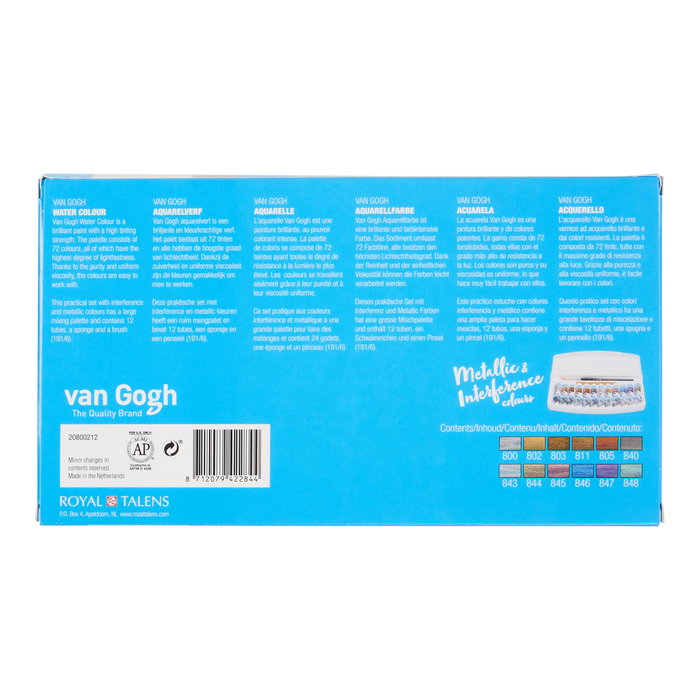 Van Gogh Estuche plástico de acuarelas con 12 colores especiales en tubos de 10 ml Van Gogh Estuche plástico de acuarelas con 12 colores especiales en tubos de 10 ml